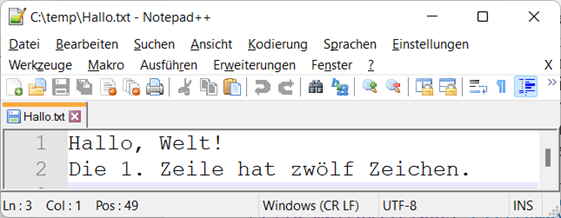 Richtige Darstellung des Umlauts in Notepad++