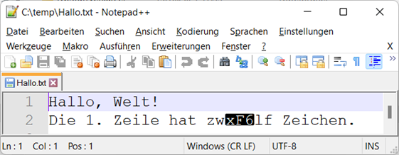 Fehldarstellung Umlaut in Notepad++